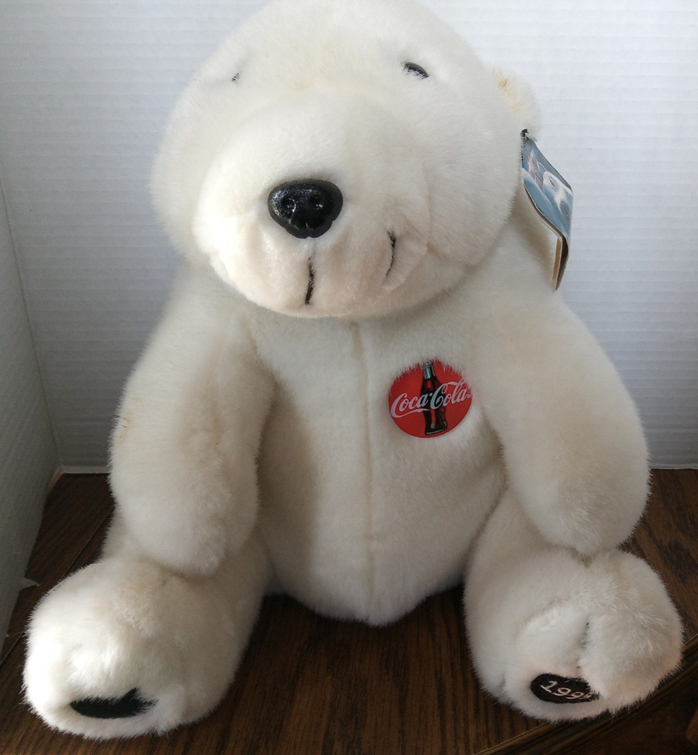 Vintage 1995 Coca-Cola Plush Stuffed Polar Bear Stuffed Animal 11” Tall